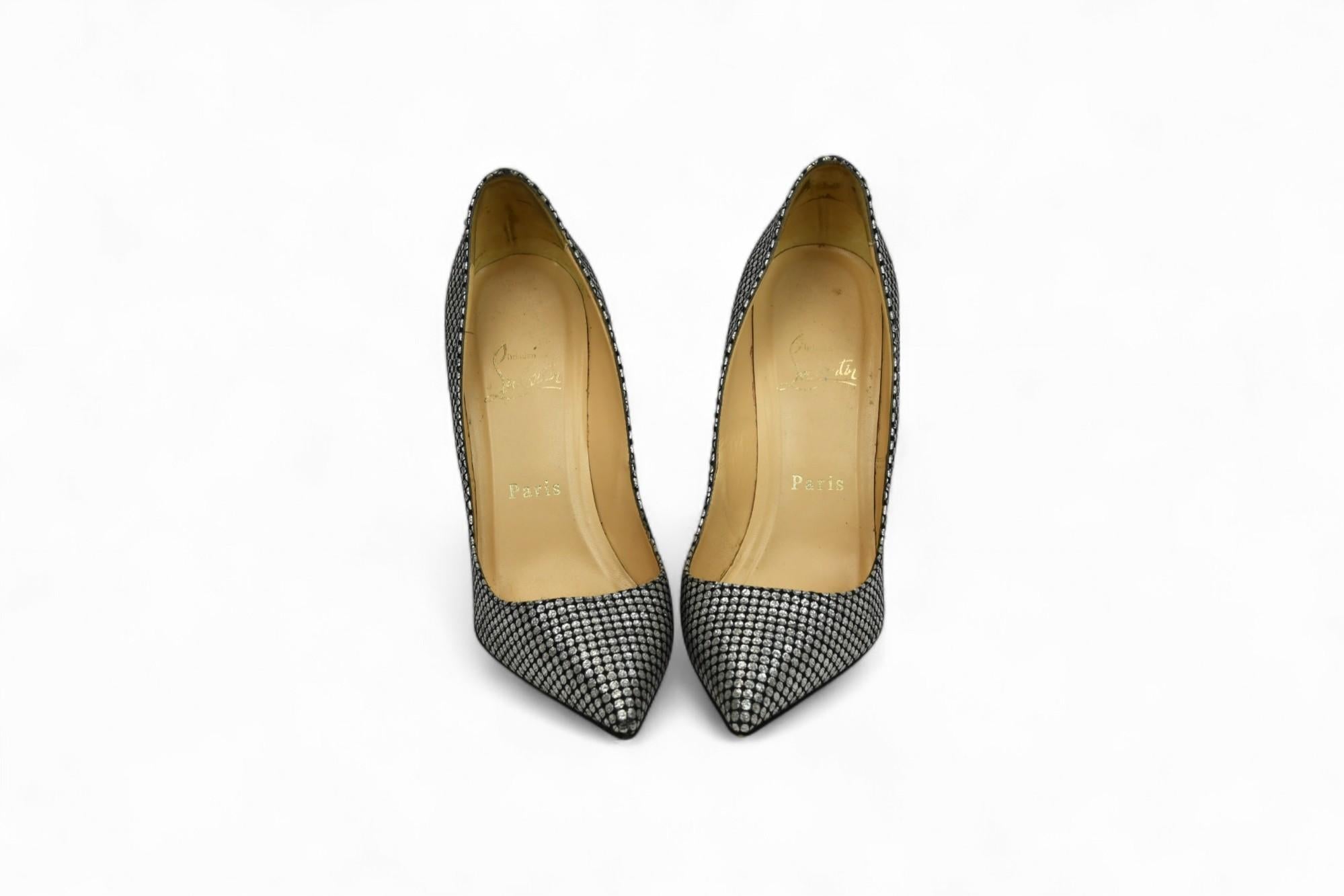 Marrone Christian Louboutin Pigalle nero e argento Omicron  Taglia US 6.5 in vendita