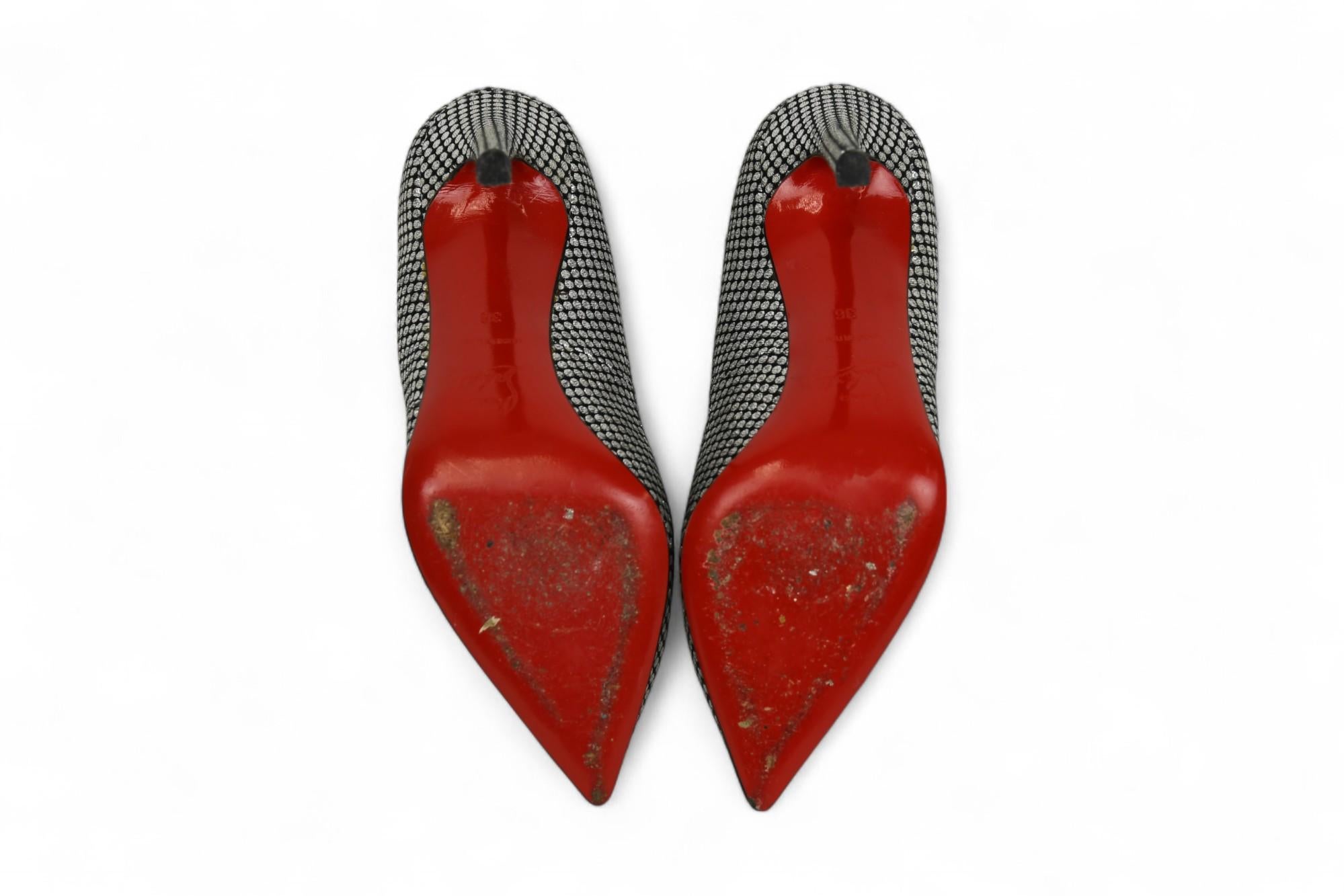 Donna Christian Louboutin Pigalle nero e argento Omicron  Taglia US 6.5 in vendita