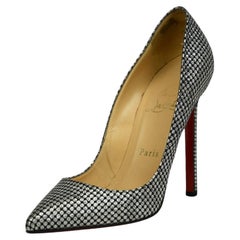 Christian Louboutin Pigalle Black & Silver Omicron  Size US 6.5