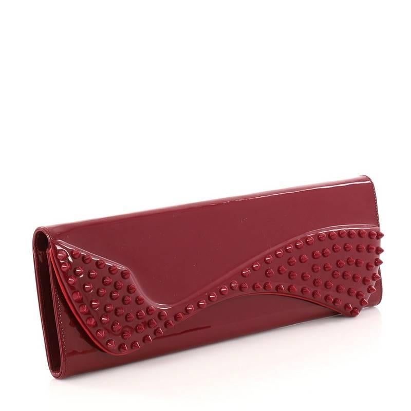 Red Christian Louboutin Pigalle Clutch Spiked Patent