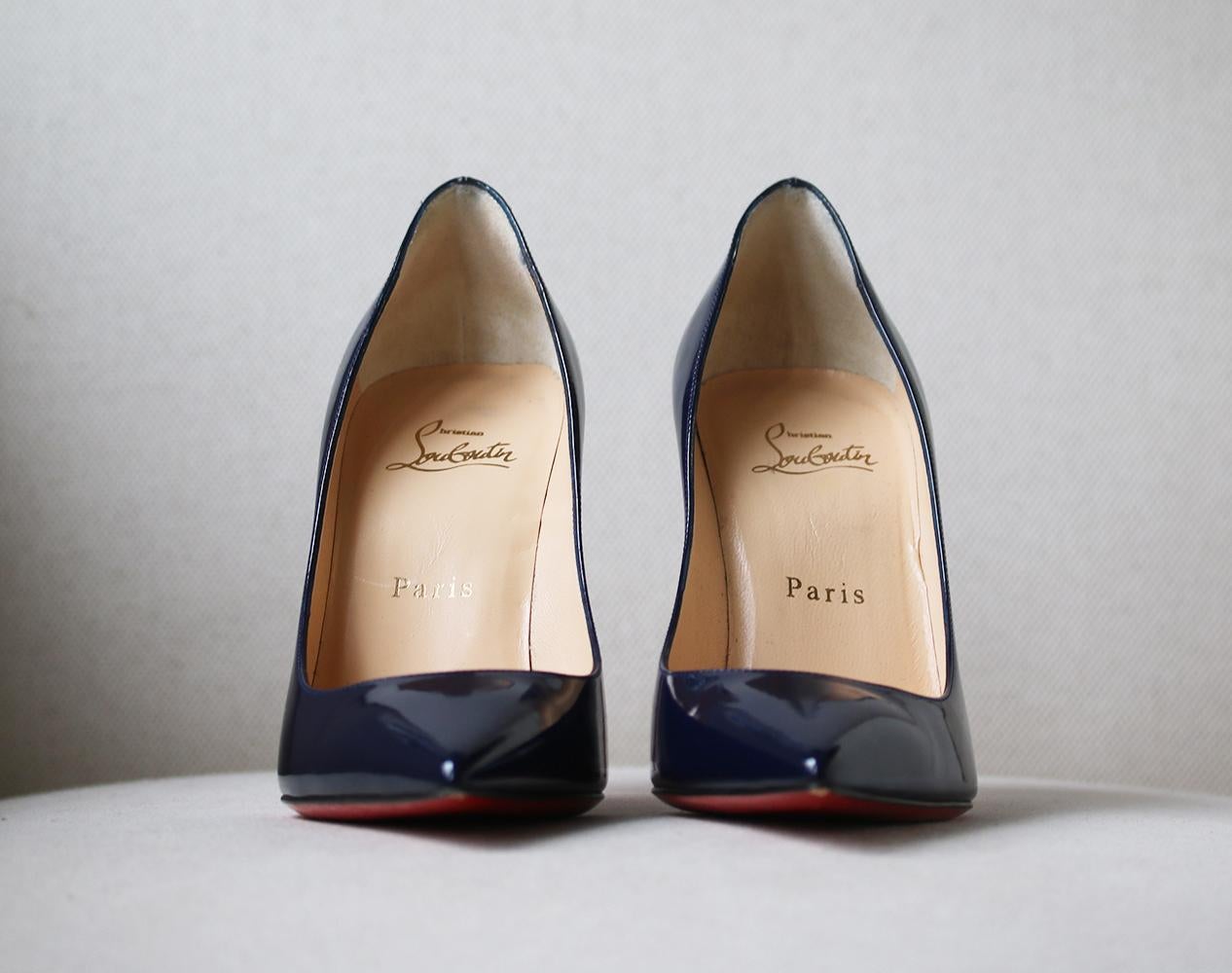 Black Christian Louboutin Pigalle Follies 100 Patent-Leather Pumps