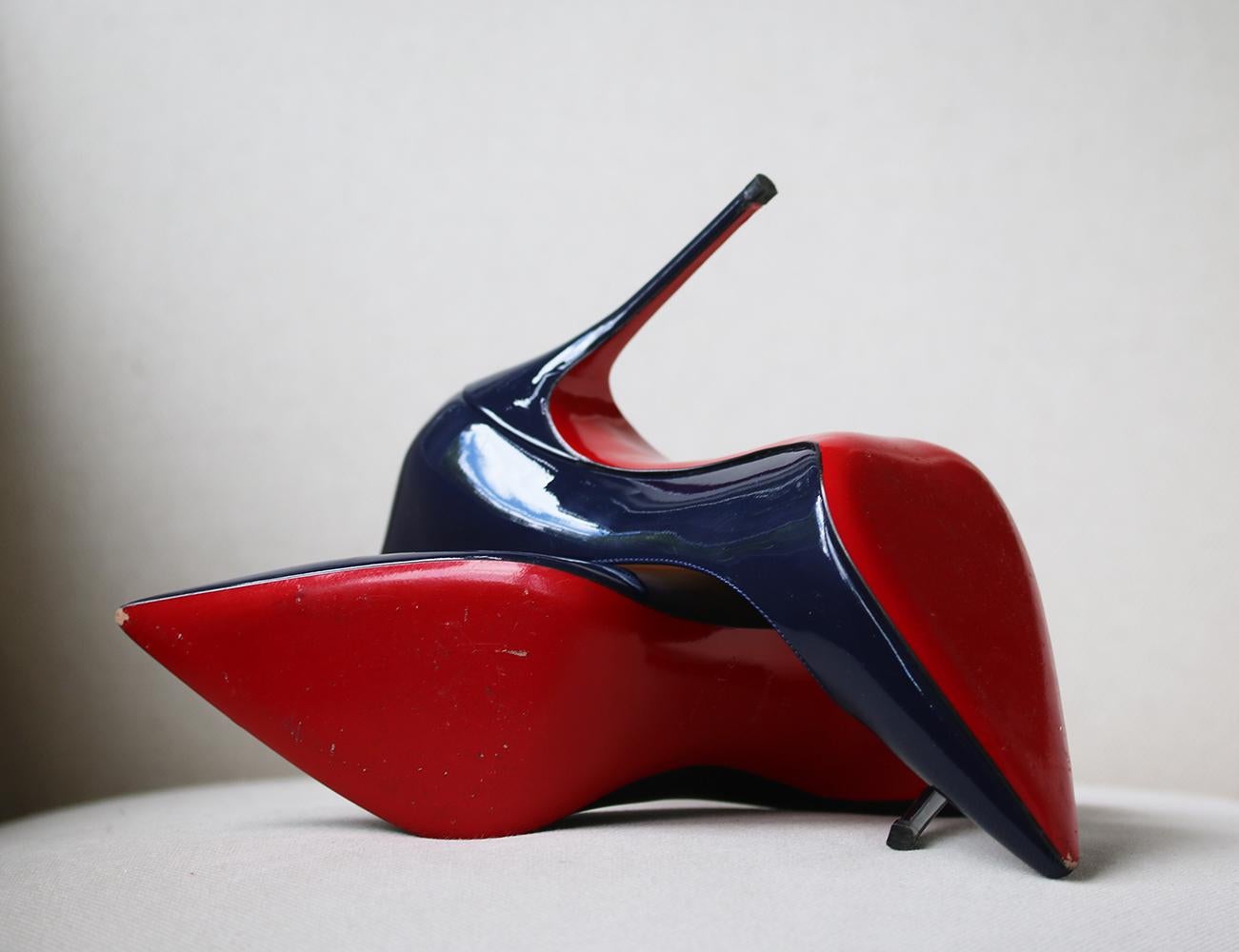 Women's Christian Louboutin Pigalle Follies 100 Patent-Leather Pumps