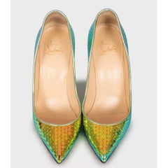 Christian Louboutin Pigalle Green Leather Pumps Sz.37