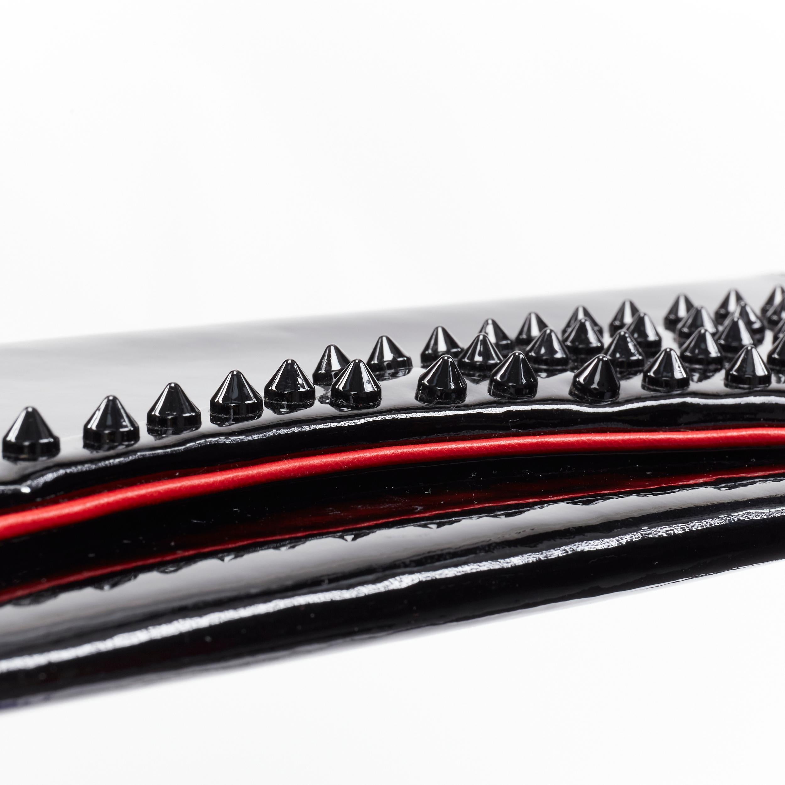 CHRISTIAN LOUBOUTIN Pigalle silhouette black patent spike stud  flap clutch bag In Good Condition For Sale In Hong Kong, NT