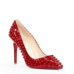 CHRISTIAN LOUBOUTIN Pigalle Spikes 100 red patent leather studded pumps EU38