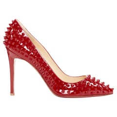 CHRISTIAN LOUBOUTIN Pigalle Spikes 100 red patent leather studded pumps EU38