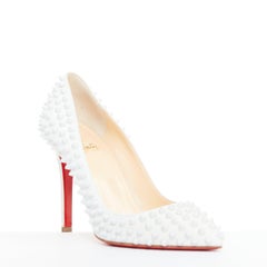 CHRISTIAN LOUBOUTIN Pigalle Spikes 100 white leather spike studded pumps EU37.5