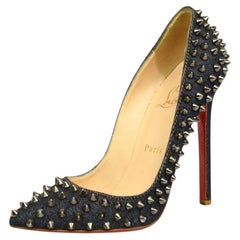 Christian Louboutin Pigalle Spikes Denim Heels  Size US 6.5