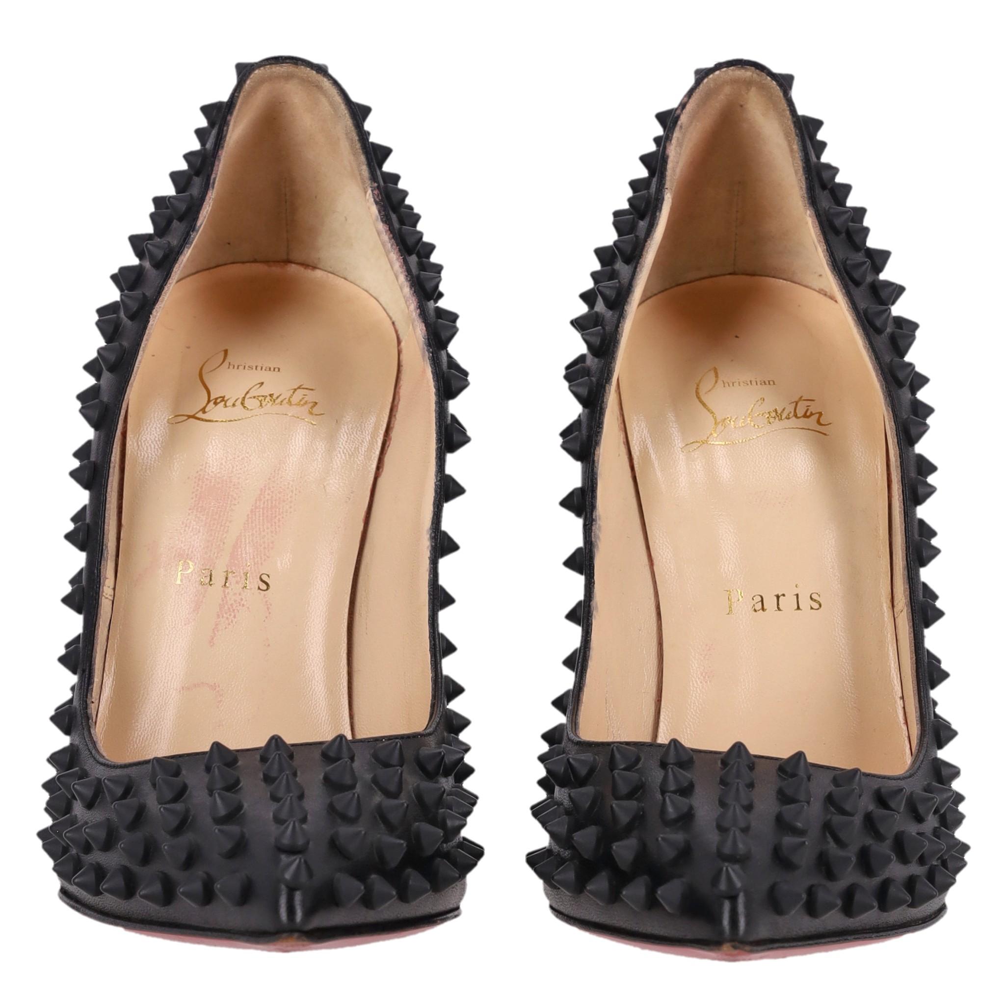 Black Christian Louboutin Pigalle Spikes Matte Leather Pumps