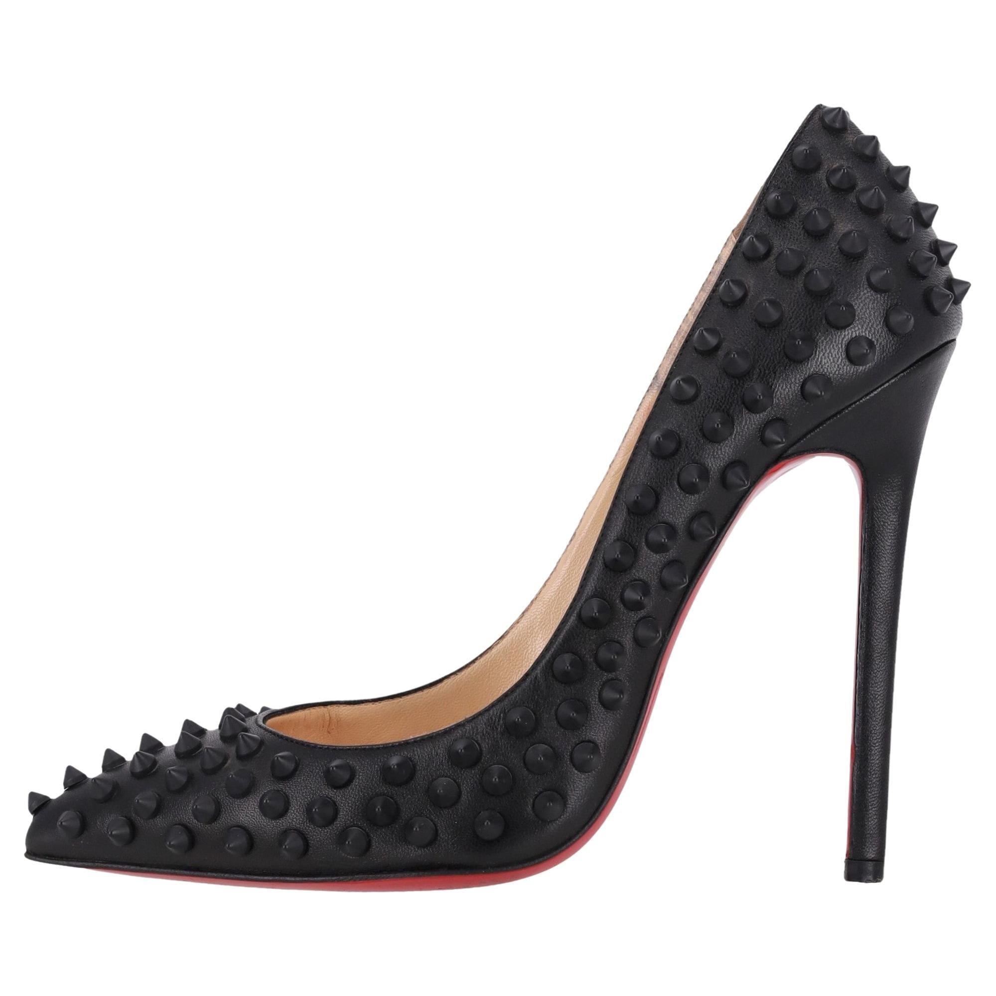 CHRISTIAN LOUBOUTIN black CROCODILE ROLANDO Platform Pumps Shoes 38.5 ...