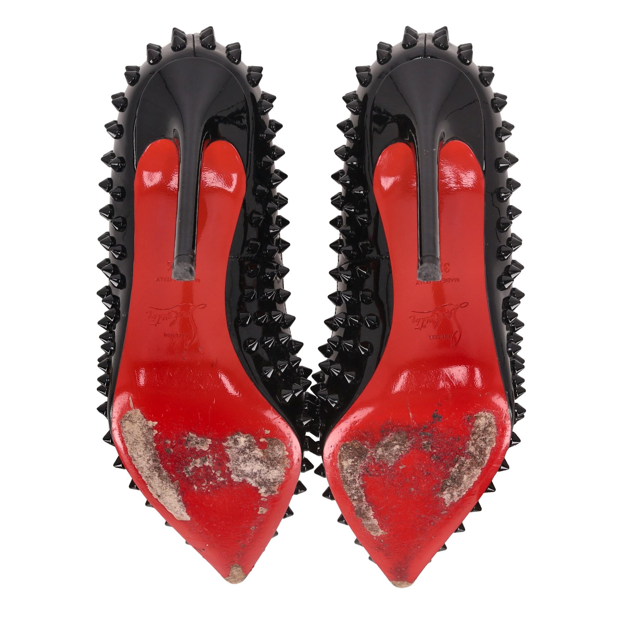 Women's Christian Louboutin Pigalle Spikes Patent Leather Pumps