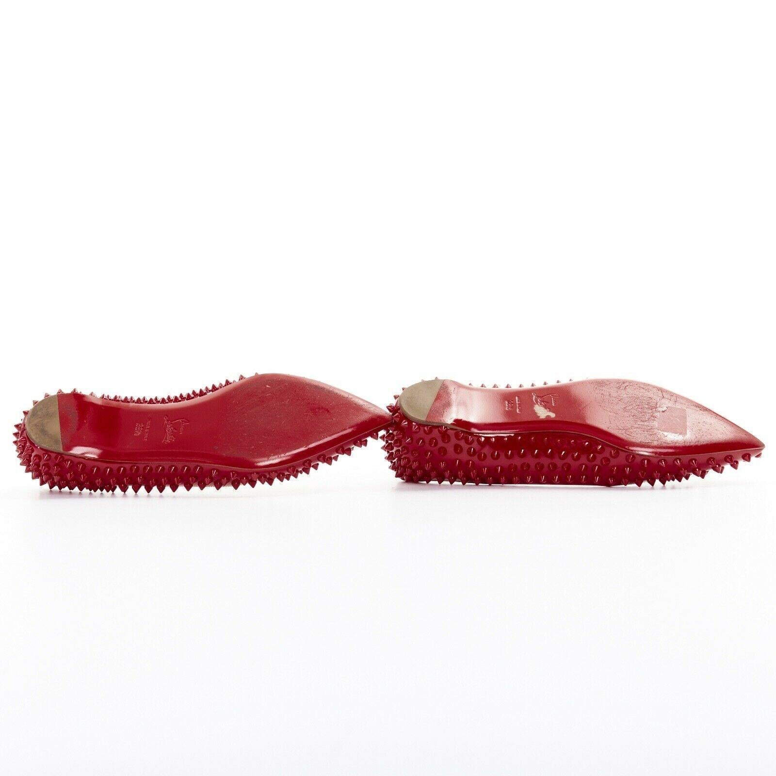 CHRISTIAN LOUBOUTIN Pigalle Spikes red patent studded pointy flats EU38.5 In Good Condition In Hong Kong, NT
