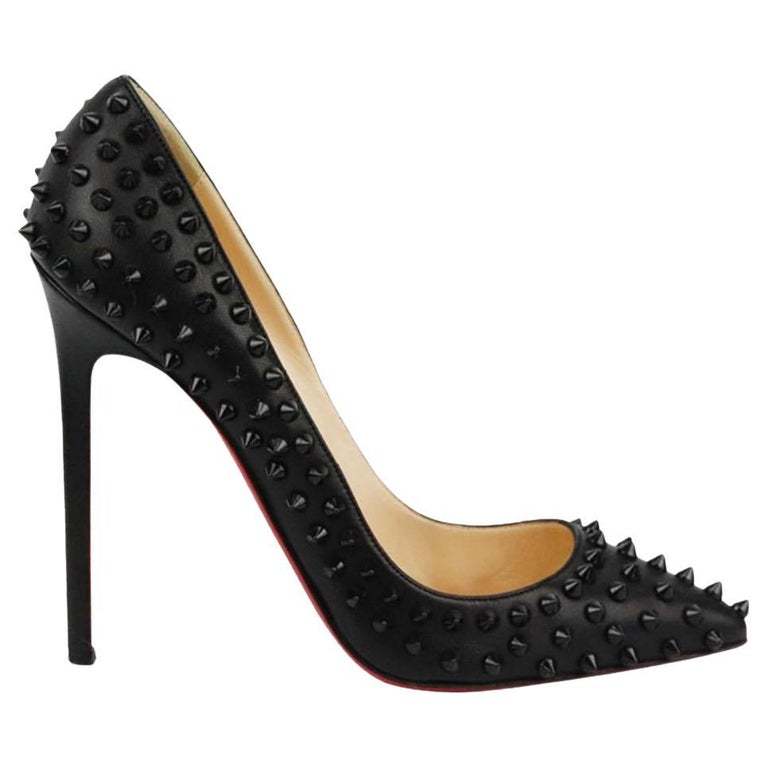 Christian Louboutin Pigalle Spikes Studded Leather Pumps EU 38.5 UK 5.5 US  8.5 For Sale at 1stDibs | black studded louboutin heels, christian louboutin  black heels with spikes