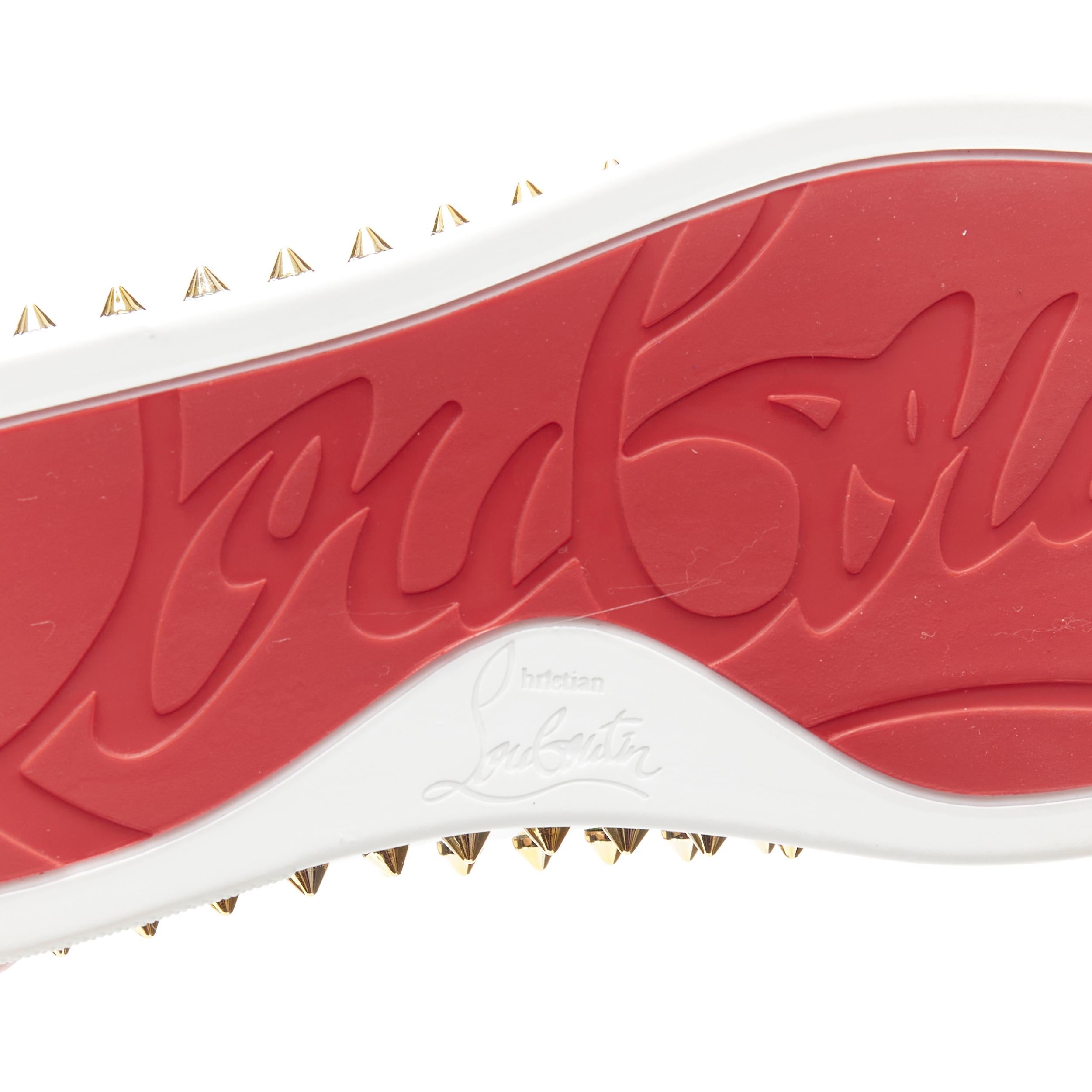 CHRISTIAN LOUBOUTIN Pik Boat abstract patent gold spike stud low sneaker EU37 3