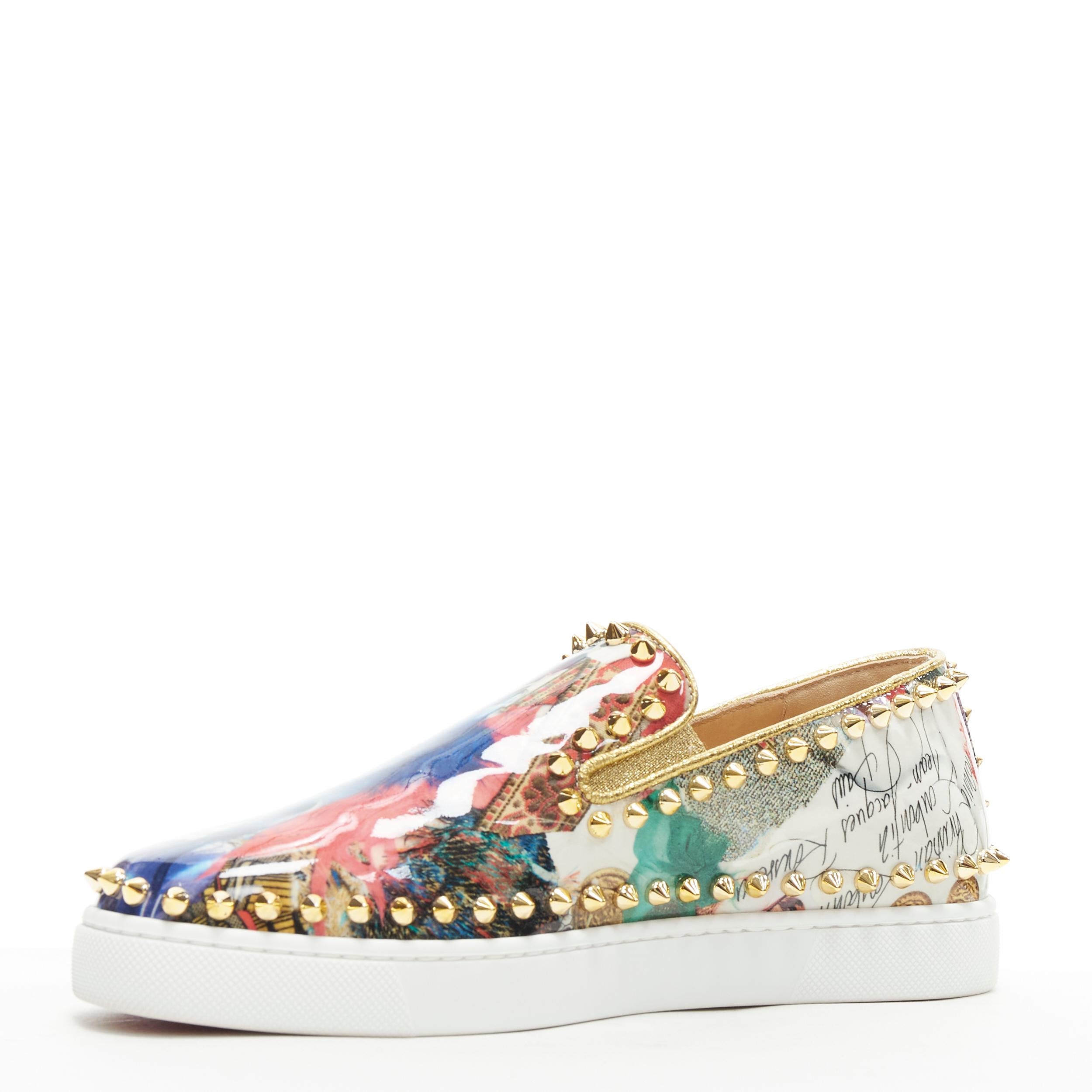 christian louboutin gold spike sneakers