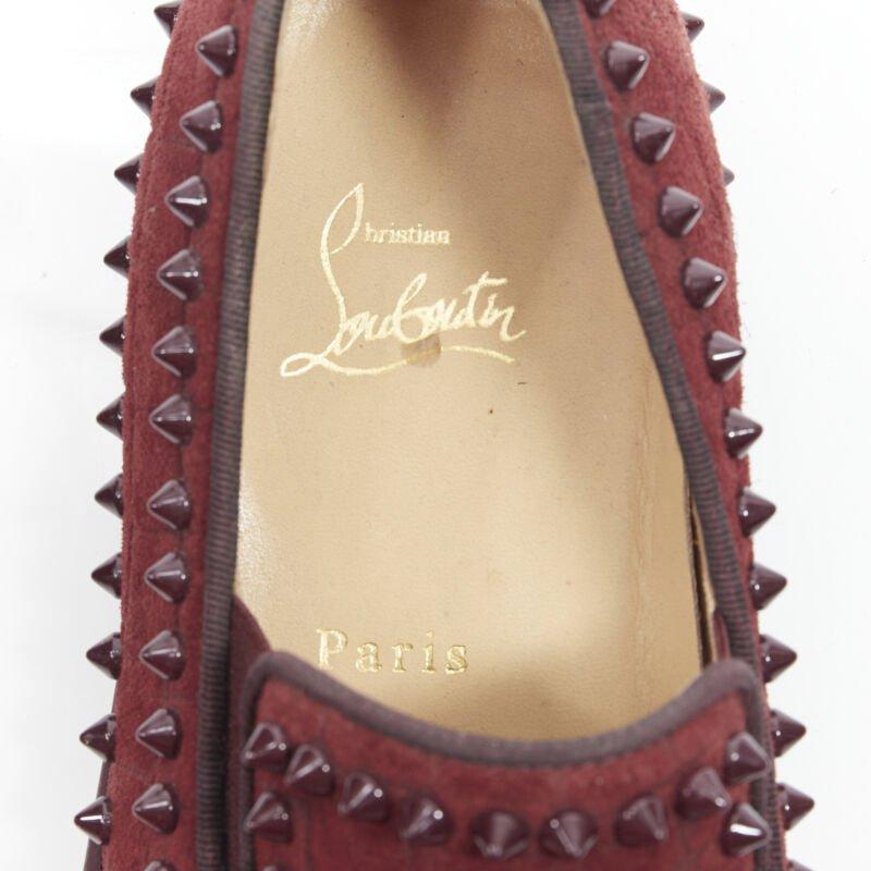 CHRISTIAN LOUBOUTIN Pik Boat escarpins bas à clous en daim bordeaux EU41 en vente 6