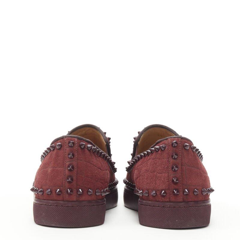 CHRISTIAN LOUBOUTIN Pik Boat escarpins bas à clous en daim bordeaux EU41 Pour hommes en vente