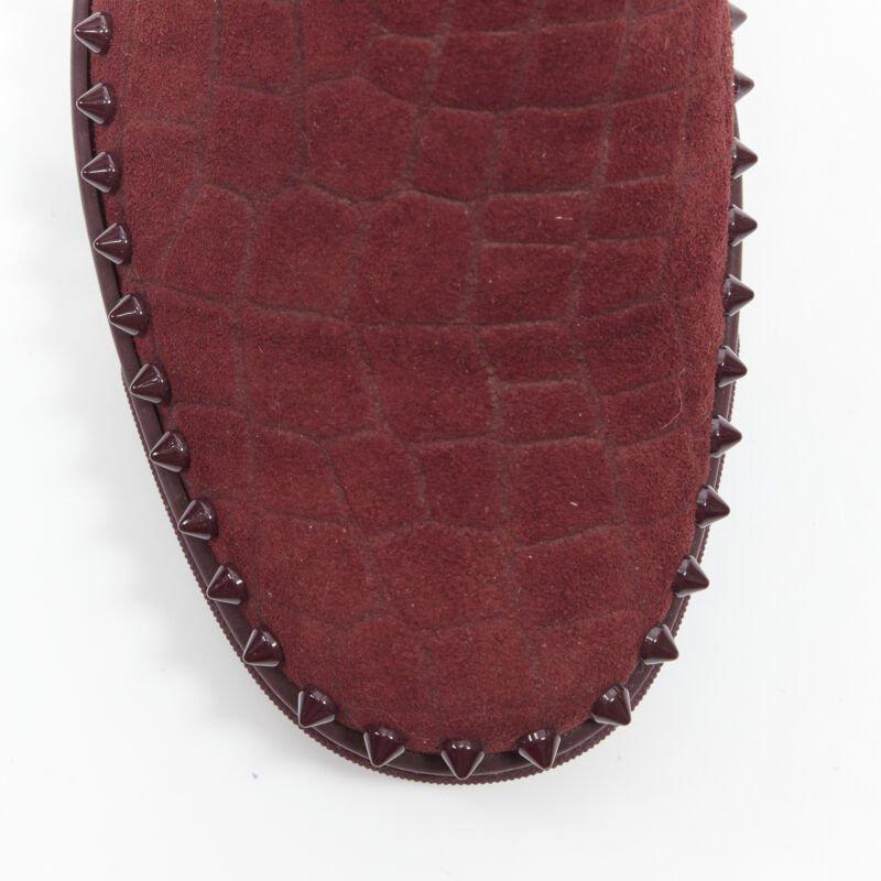CHRISTIAN LOUBOUTIN Pik Boat escarpins bas à clous en daim bordeaux EU41 en vente 2