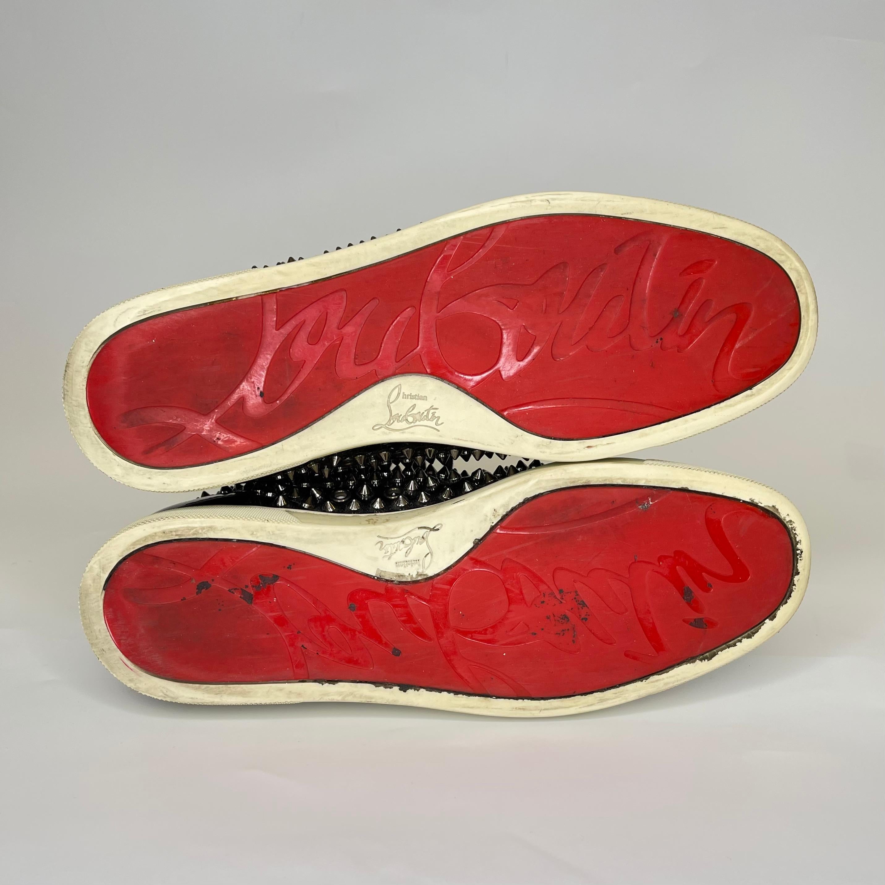 Christian Louboutin Pik Pik Flat Nappa Laminato High Top Sneakers (44.5 EU) For Sale 2