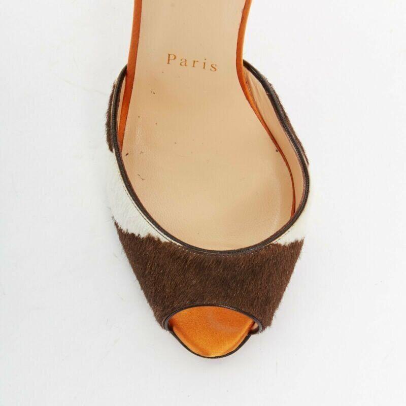 CHRISTIAN LOUBOUTIN Pina Spike animal peep toe ankle strap studded heel EU37.5 2