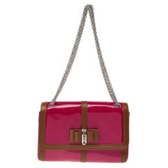 Christian Louboutin Pink/Brown Patent And Leather Sweet Charity Shoulder Bag