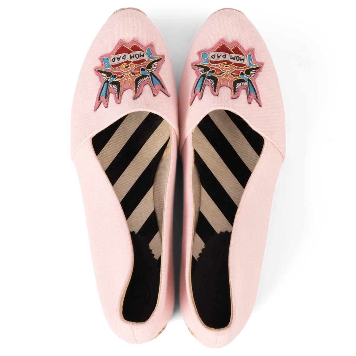 CHRISTIAN LOUBOUTIN tela rosa MOM AND DAD ESPADRILLES Scarpe 39 misura 38,5 in vendita 1