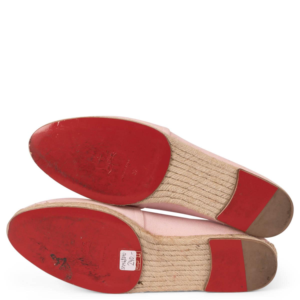 CHRISTIAN LOUBOUTIN pink canvas MOM AND DAD ESPADRILLES Shoes 39 fit 38.5 For Sale 3