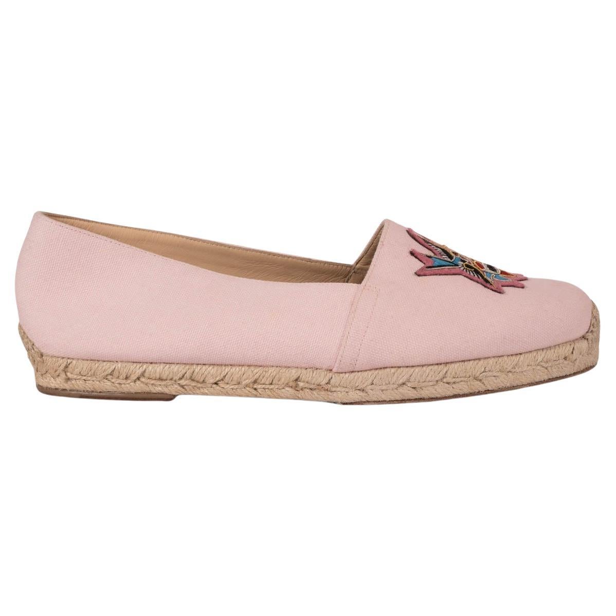 CHRISTIAN LOUBOUTIN pink canvas MOM AND DAD ESPADRILLES Shoes 39 fit 38.5 For Sale