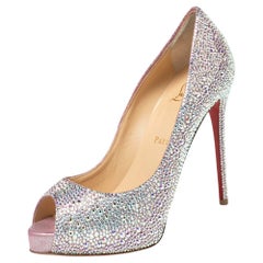 Christian Louboutin Pink Crystal Nubuck Leather Very Riche Peep-Toe Pump Size 37 Christian Louboutin Pink Crystal Nubuck Leather Very Riche Peep-Toe Pump Size 37