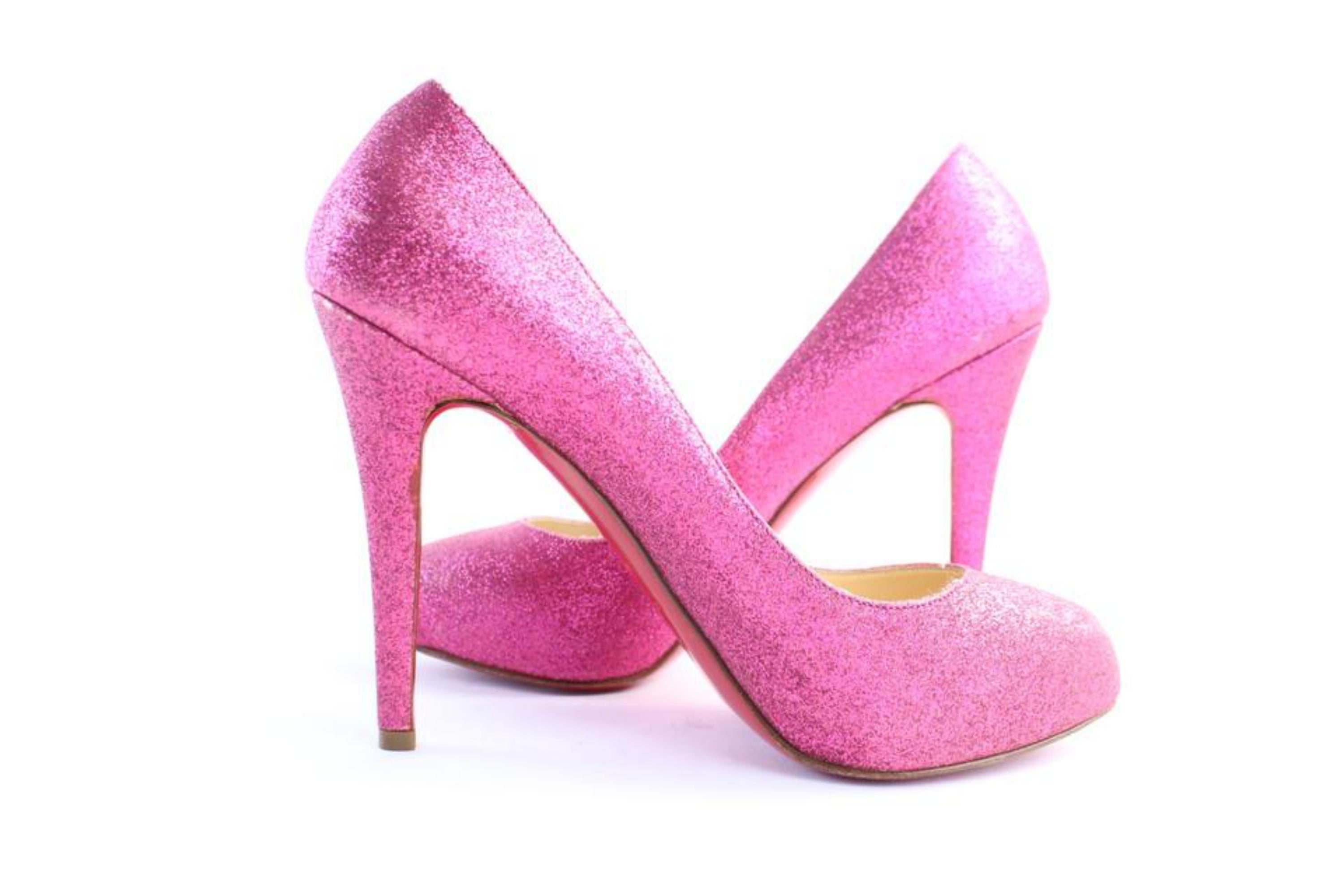 Christian Louboutin Pink Fuschia Fifi Glitter 13clr0509 Pumps In Excellent Condition For Sale In Forest Hills, NY
