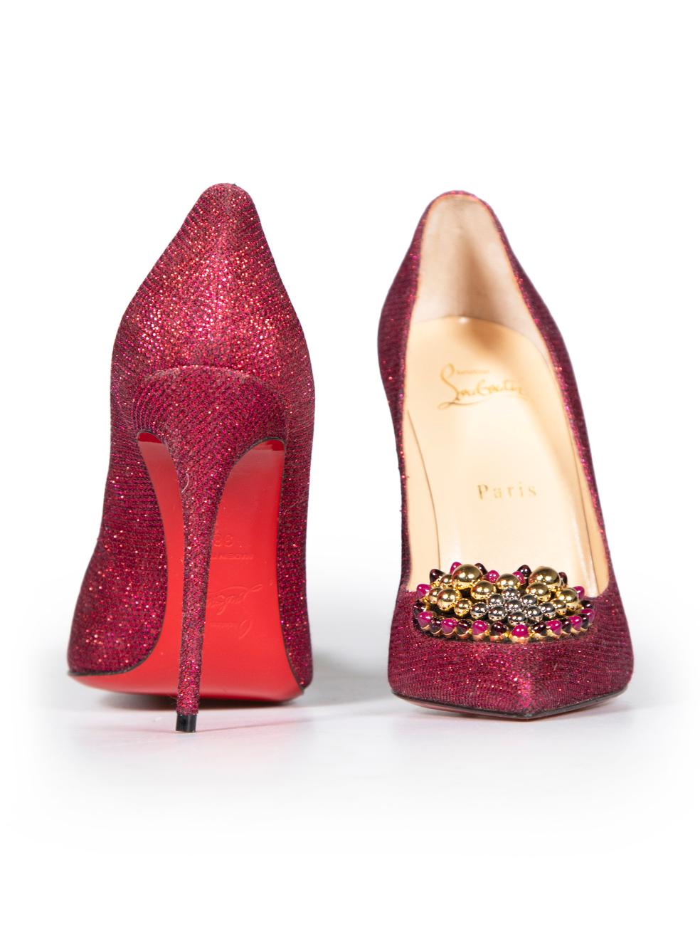 Christian Louboutin Pink Glitter Coralta Pumps Size IT 38 In Good Condition In London, GB