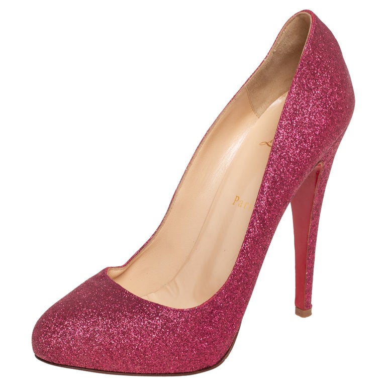 Christian Louboutin Pink Glitter Fifi Pumps Size 39 For Sale at 1stDibs