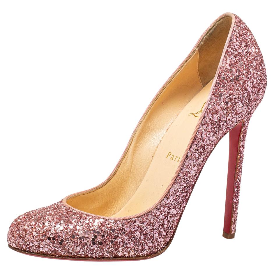 Christian Louboutin Pink Glitter Fifille Pumps Size 39.5