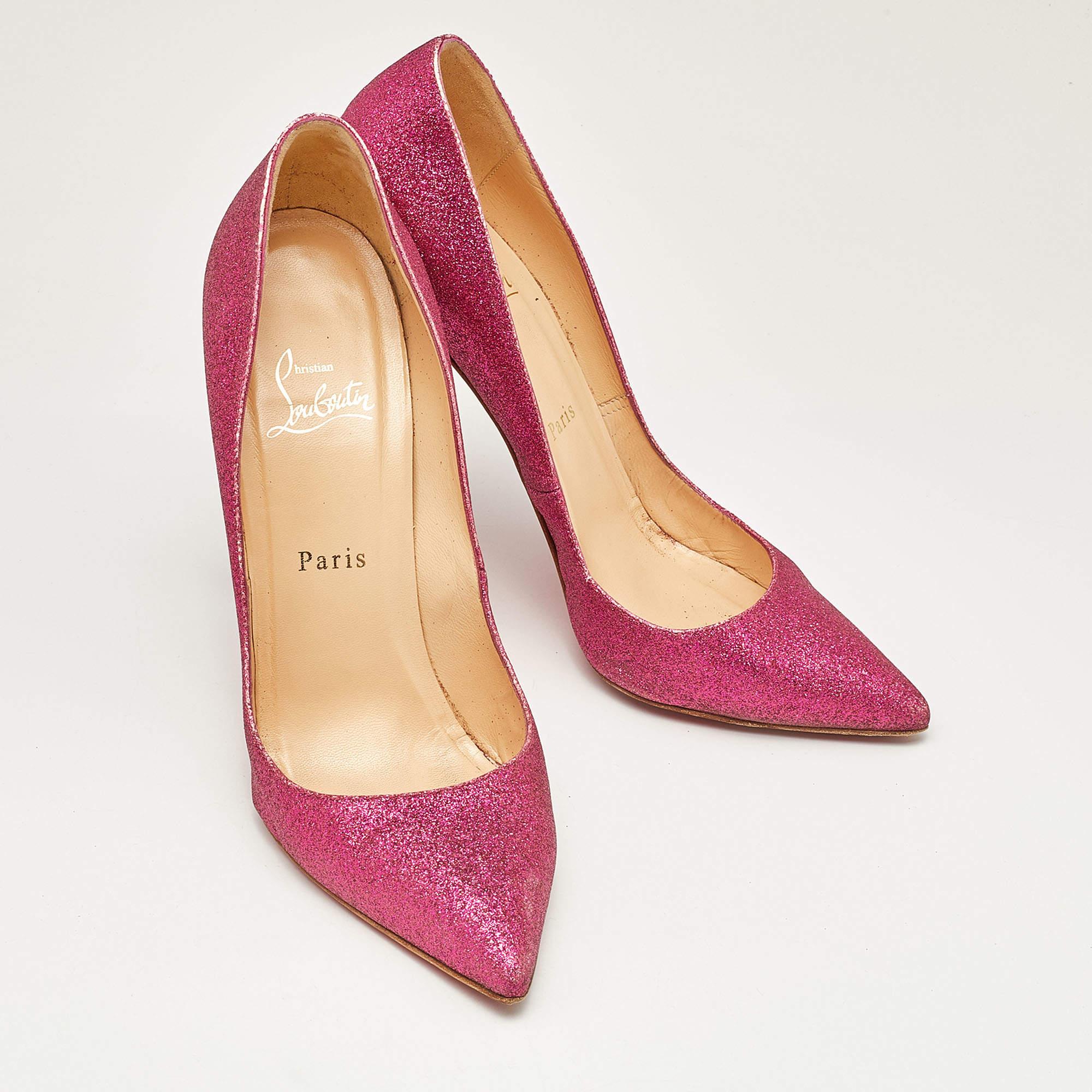 Christian Louboutin Pink Glitter Pigalle Pumps Size 39.5 1