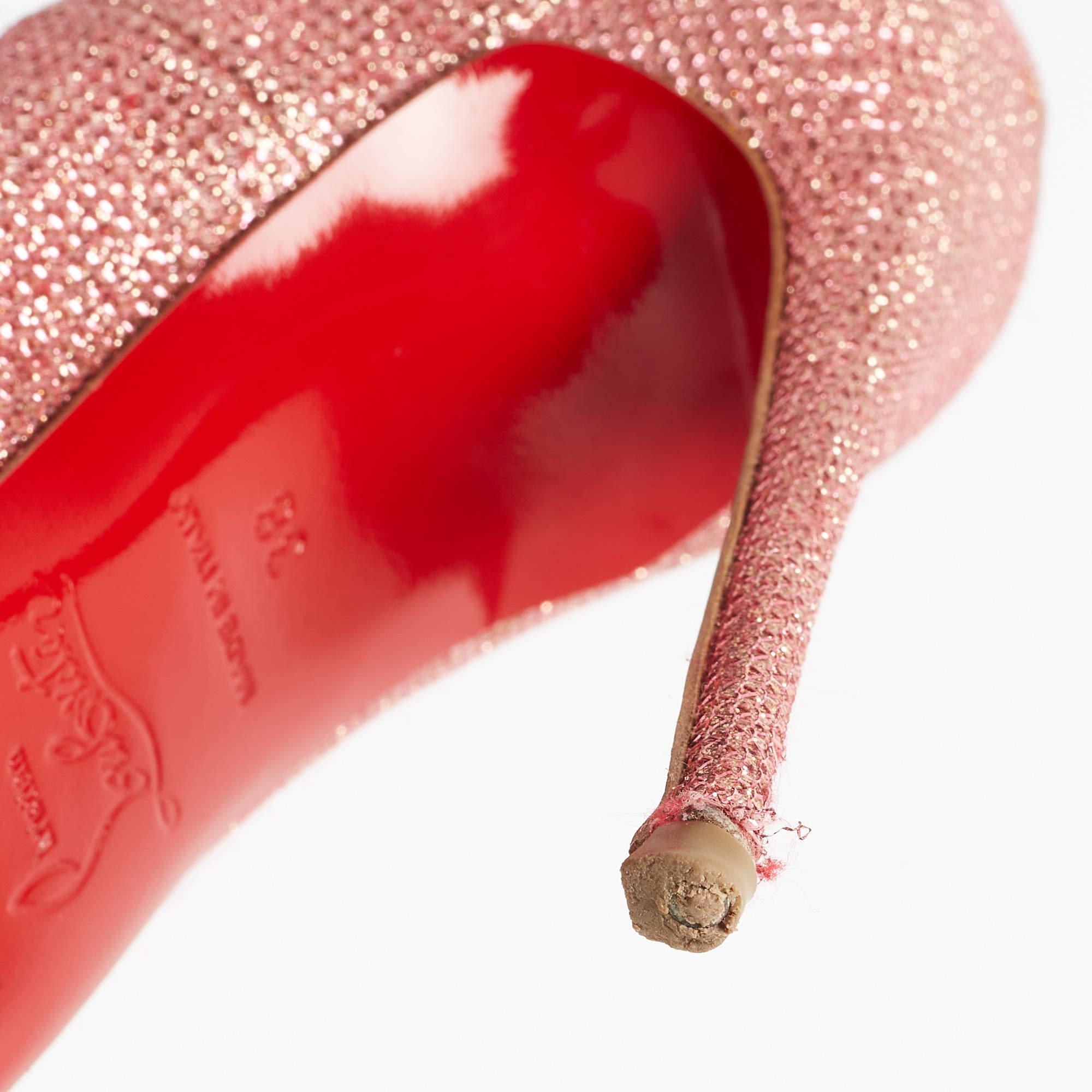 Christian Louboutin Pink Glitter So Kate Pumps Size 38 For Sale 6