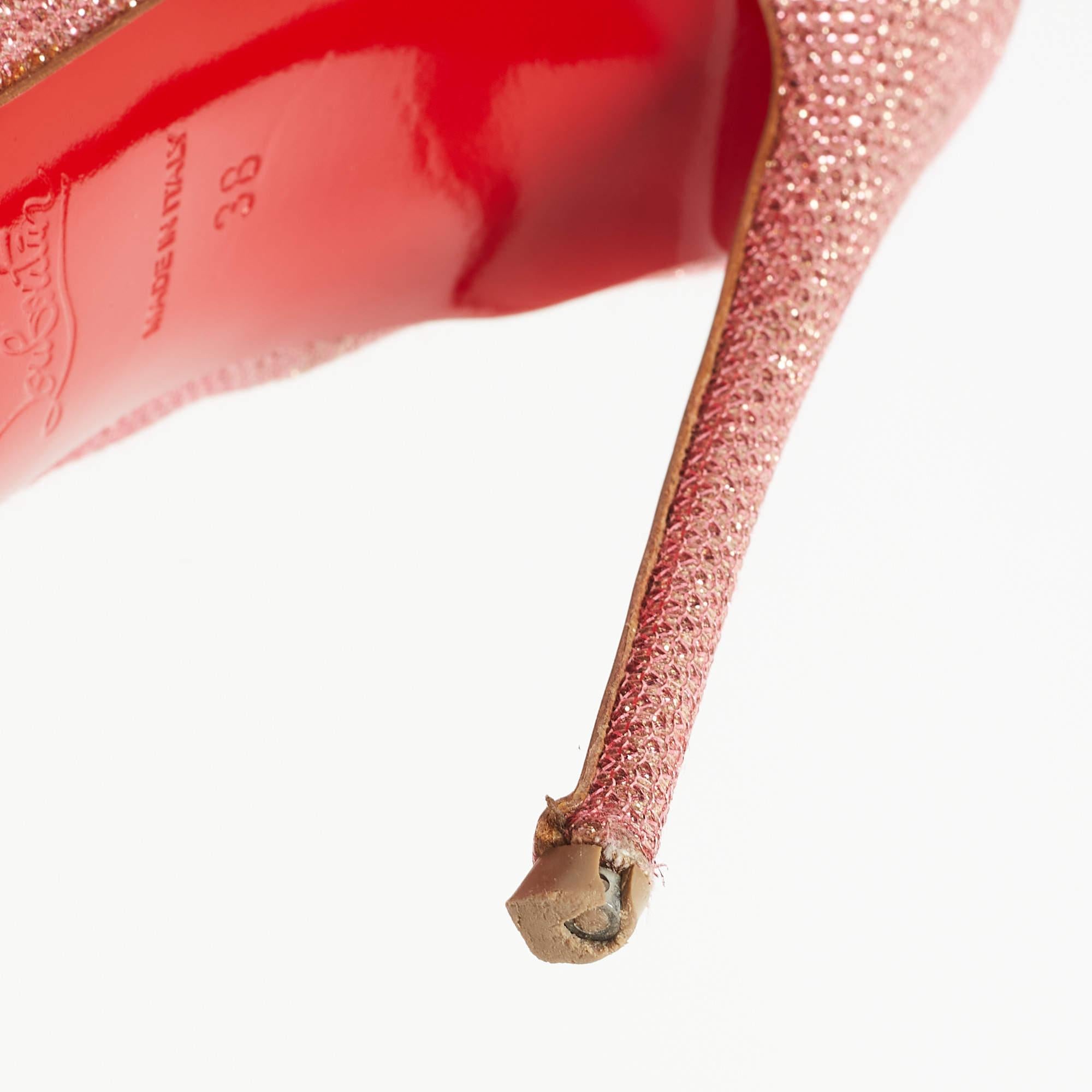 Christian Louboutin Pink Glitter So Kate Pumps Size 38 For Sale 1