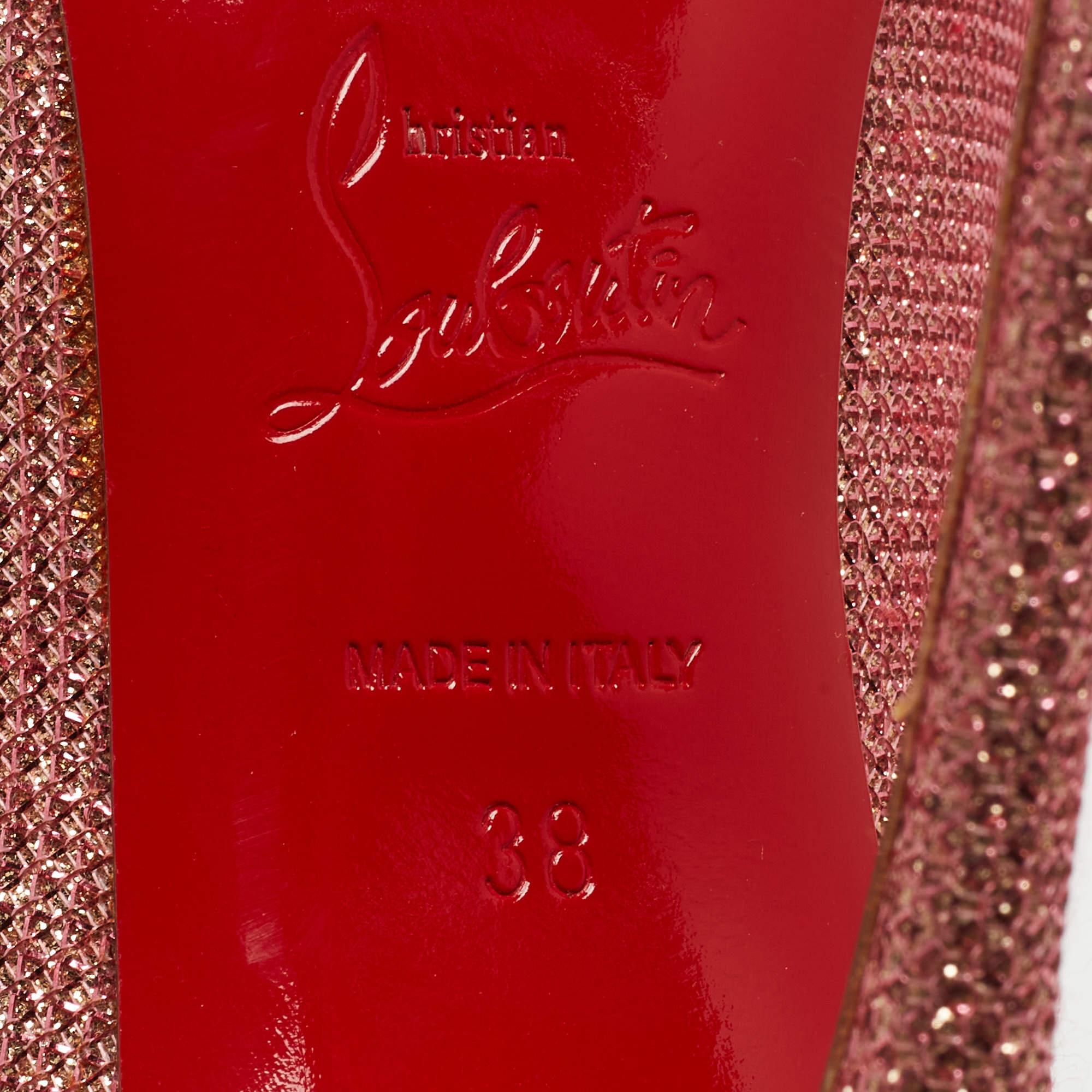 Christian Louboutin Pink Glitter So Kate Pumps Size 38 For Sale 3
