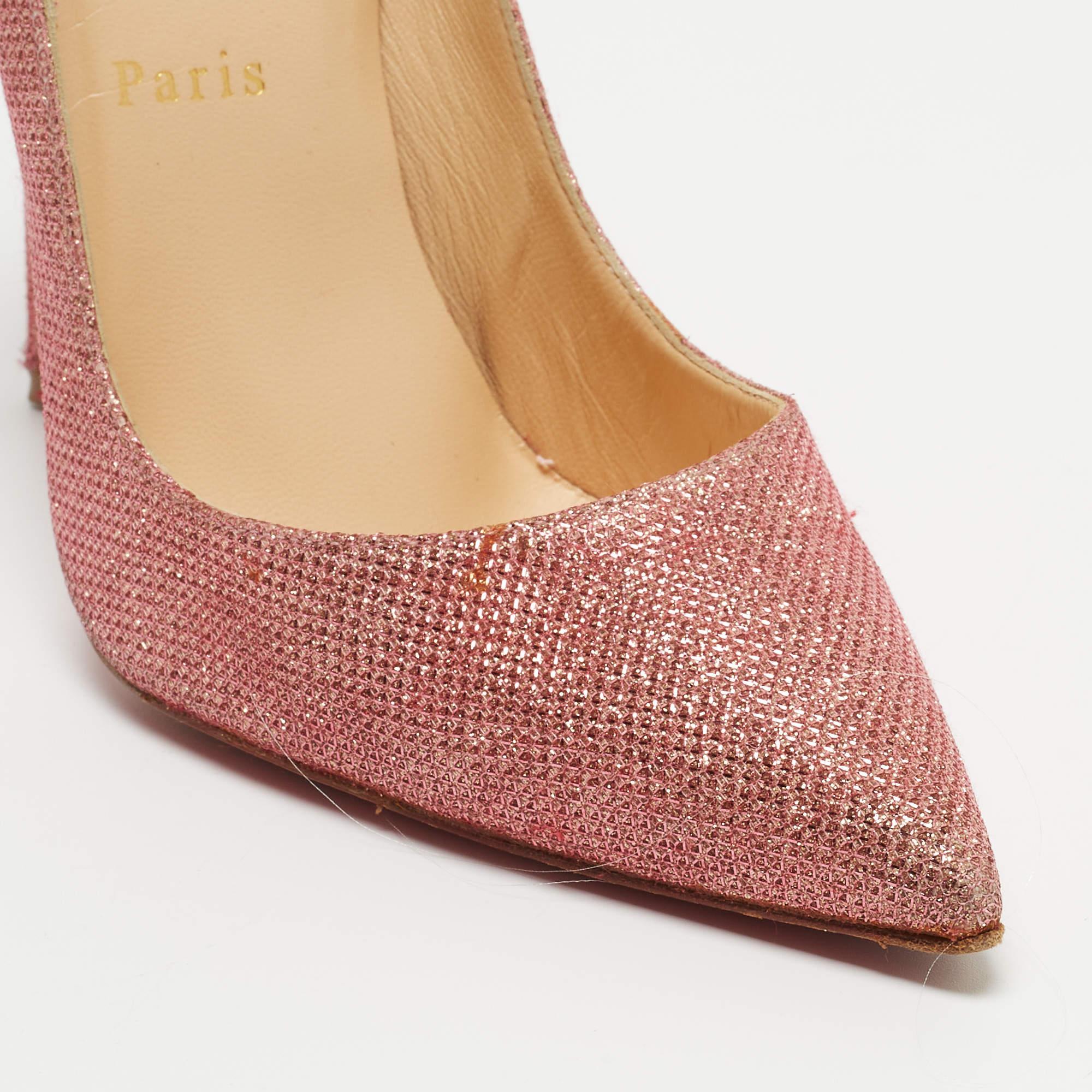 Christian Louboutin Pink Glitter So Kate Pumps Size 38 For Sale 5