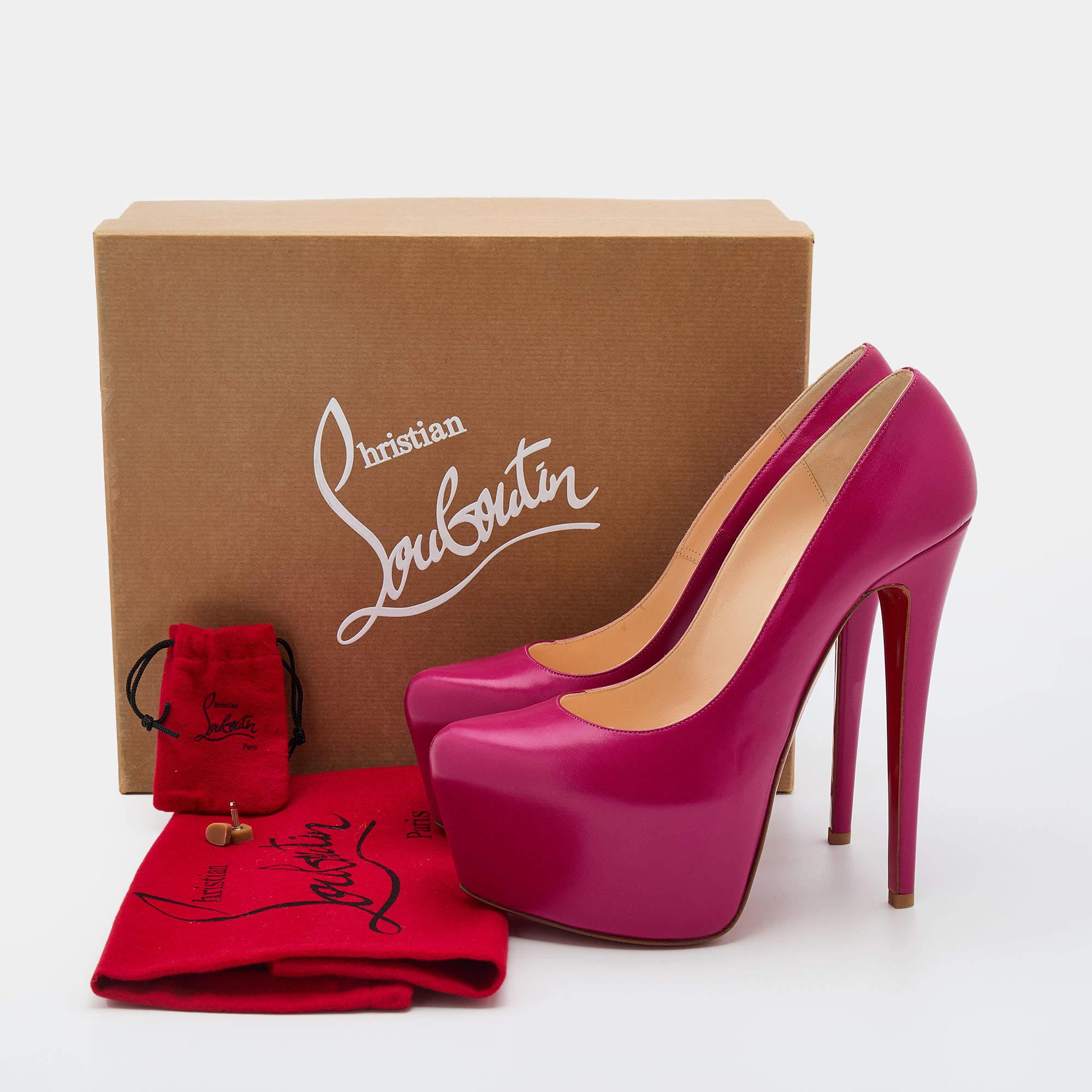 Christian Louboutin Pink Leather Daffodile Platform Pumps Size 39.5 6