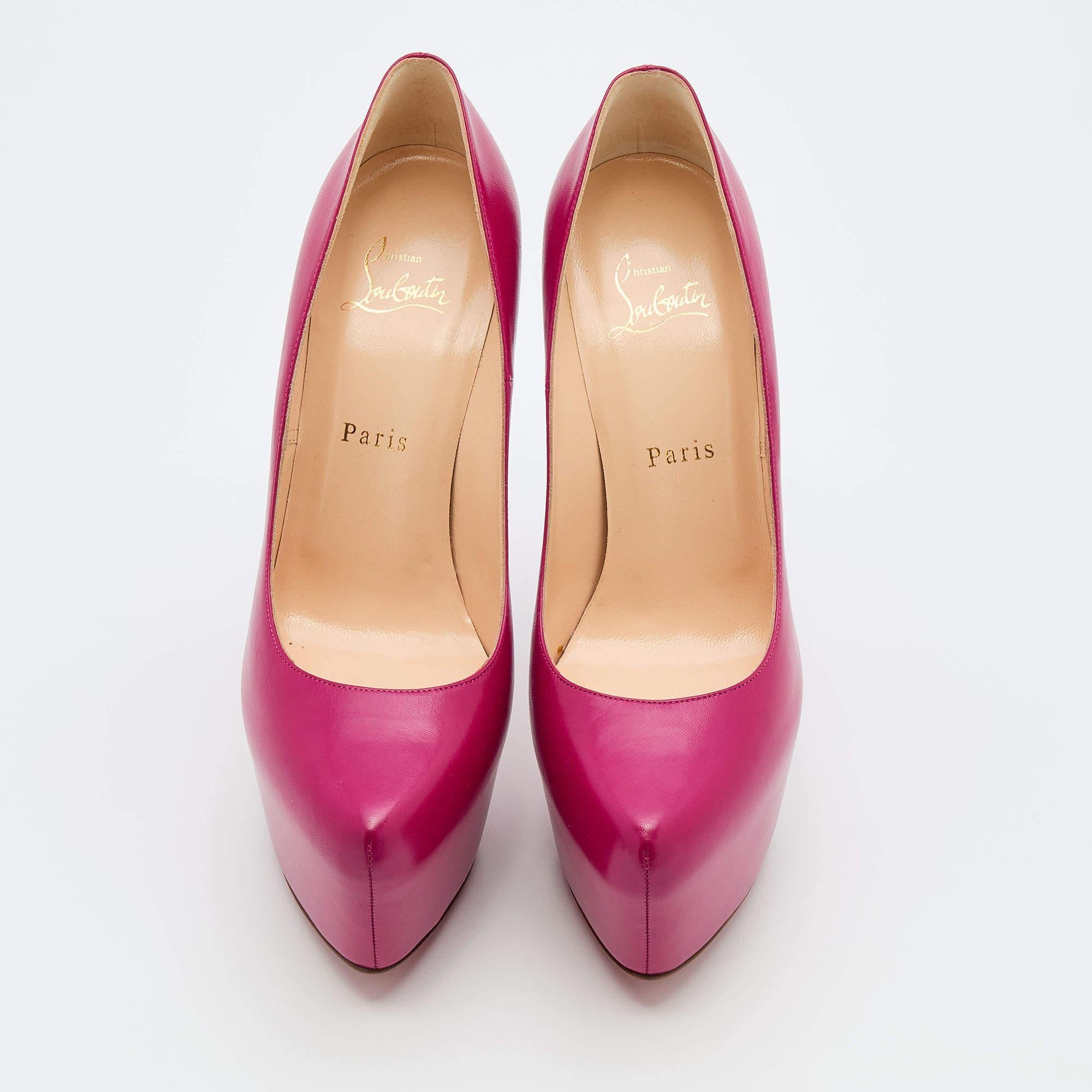 Christian Louboutin Pink Leather Daffodile Platform Pumps Size 39.5 1