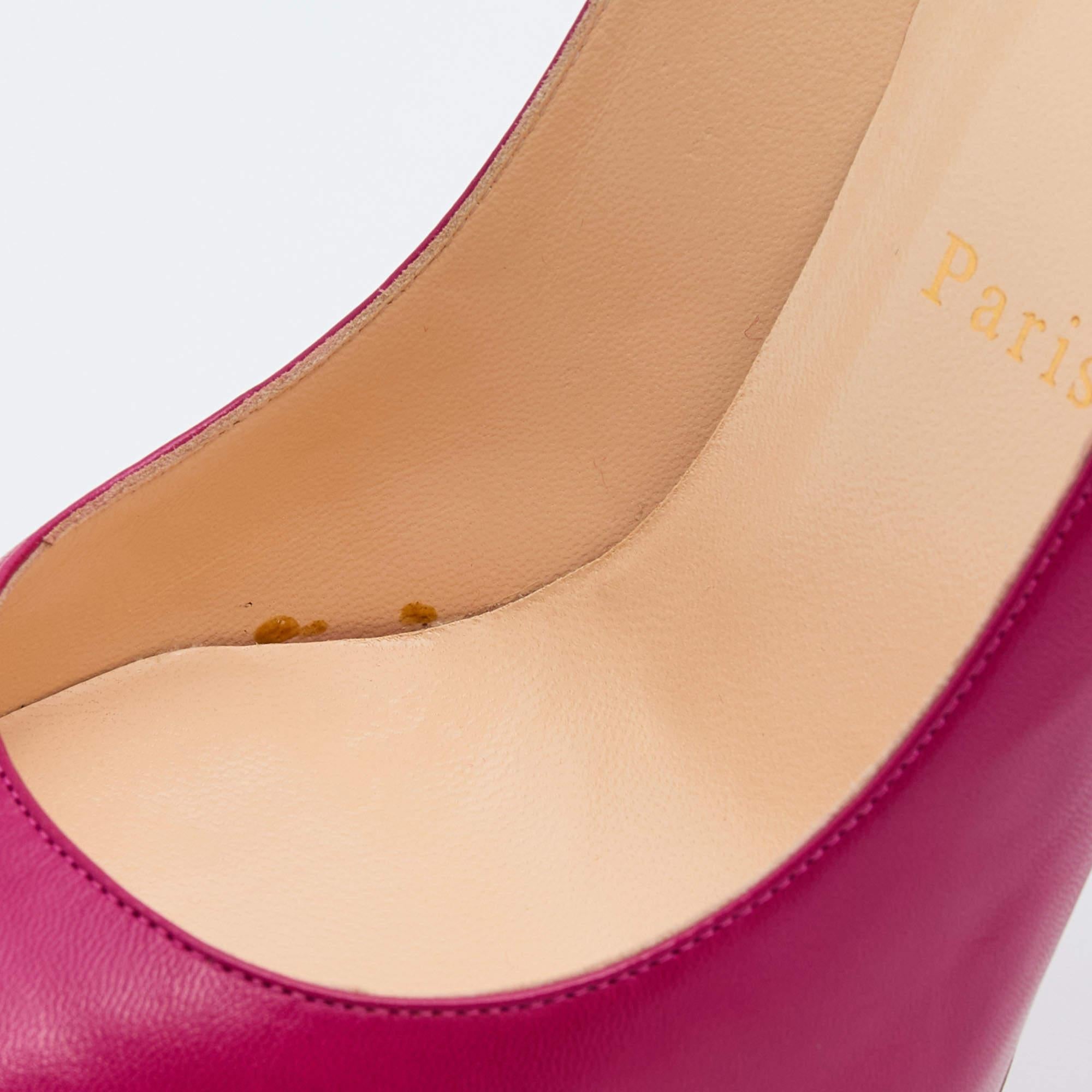 Christian Louboutin Pink Leather Daffodile Platform Pumps Size 39.5 2