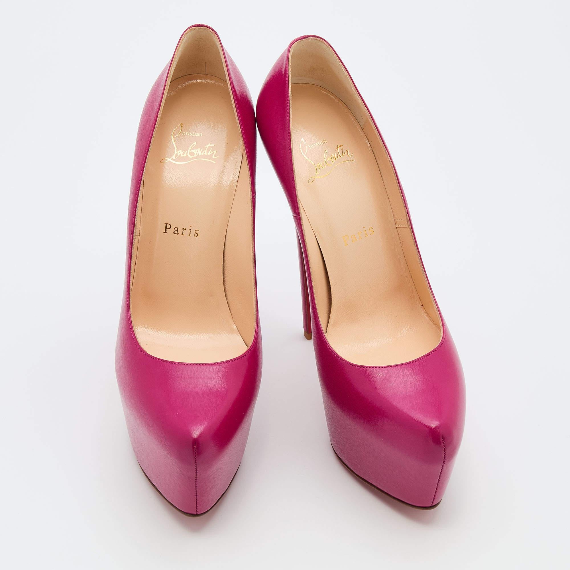 Christian Louboutin Pink Leather Daffodile Platform Pumps Size 39.5 3