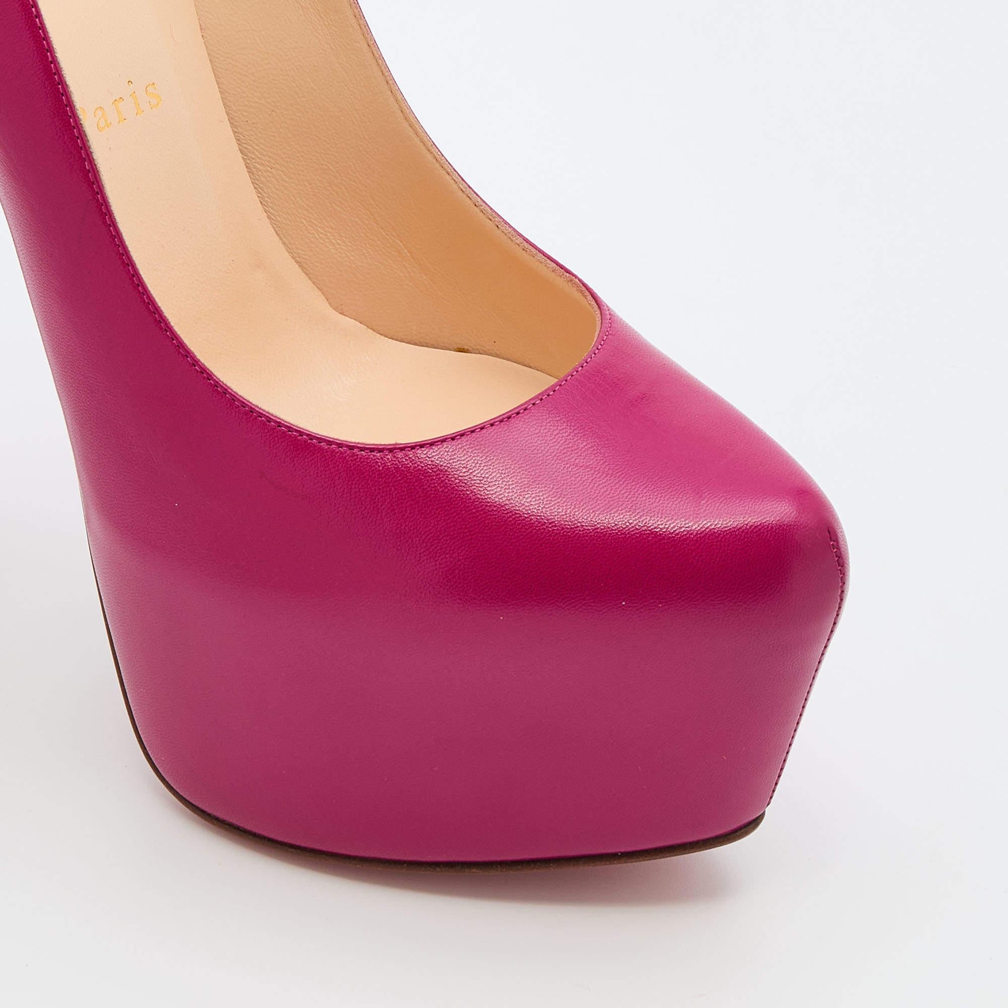 Christian Louboutin Pink Leather Daffodile Platform Pumps Size 39.5 5