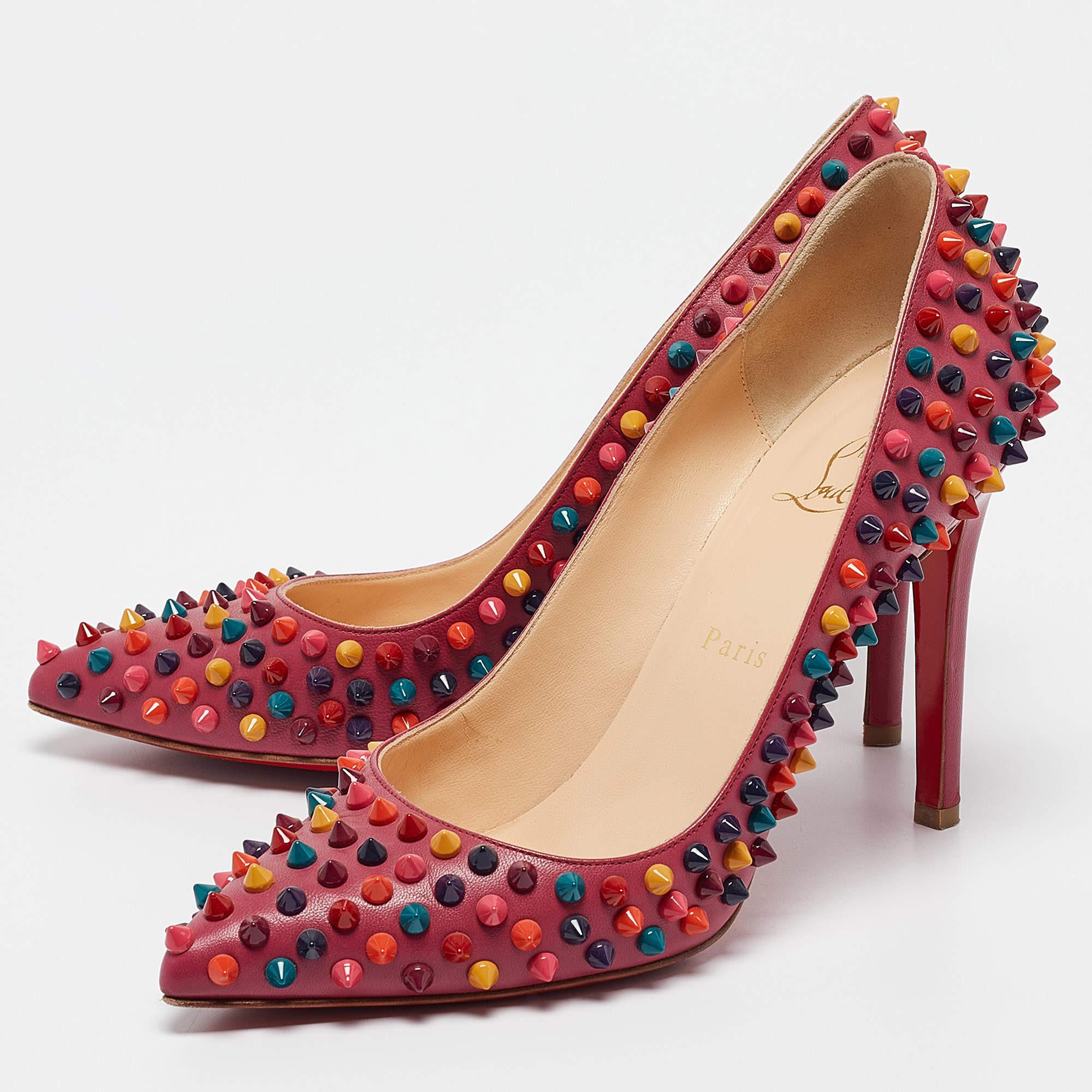 Make a chic style statement with these designer pumps. They showcase sturdy heels and durable soles perfect for your fashionable outings
