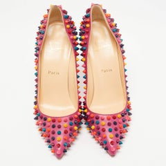 Christian Louboutin Pink Leather Pigalle Spikes Pumps Size 40