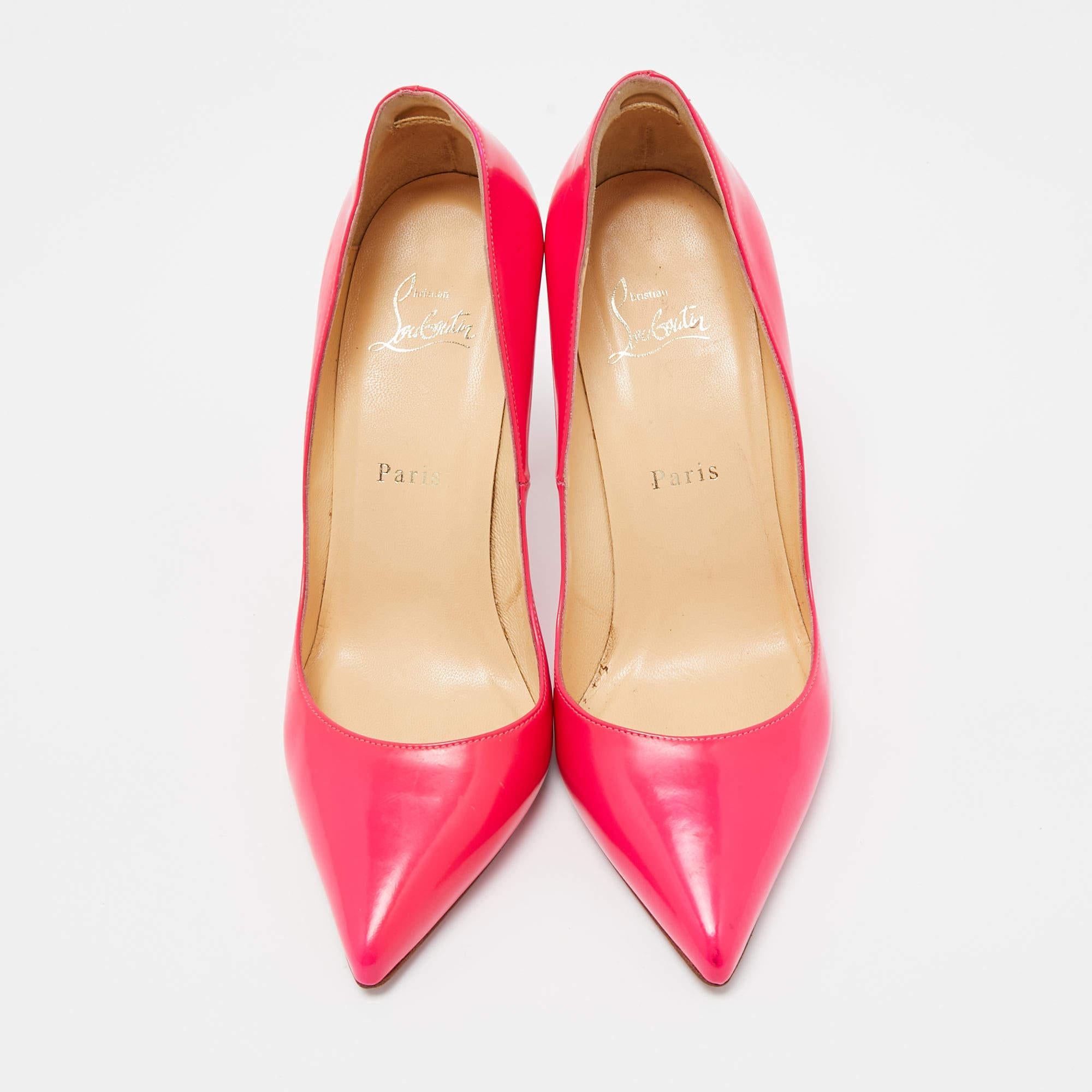 Christian Louboutin Pink Leather So Kate Pointed Toe Pumps Size 38.5 In Good Condition For Sale In Dubai, Al Qouz 2