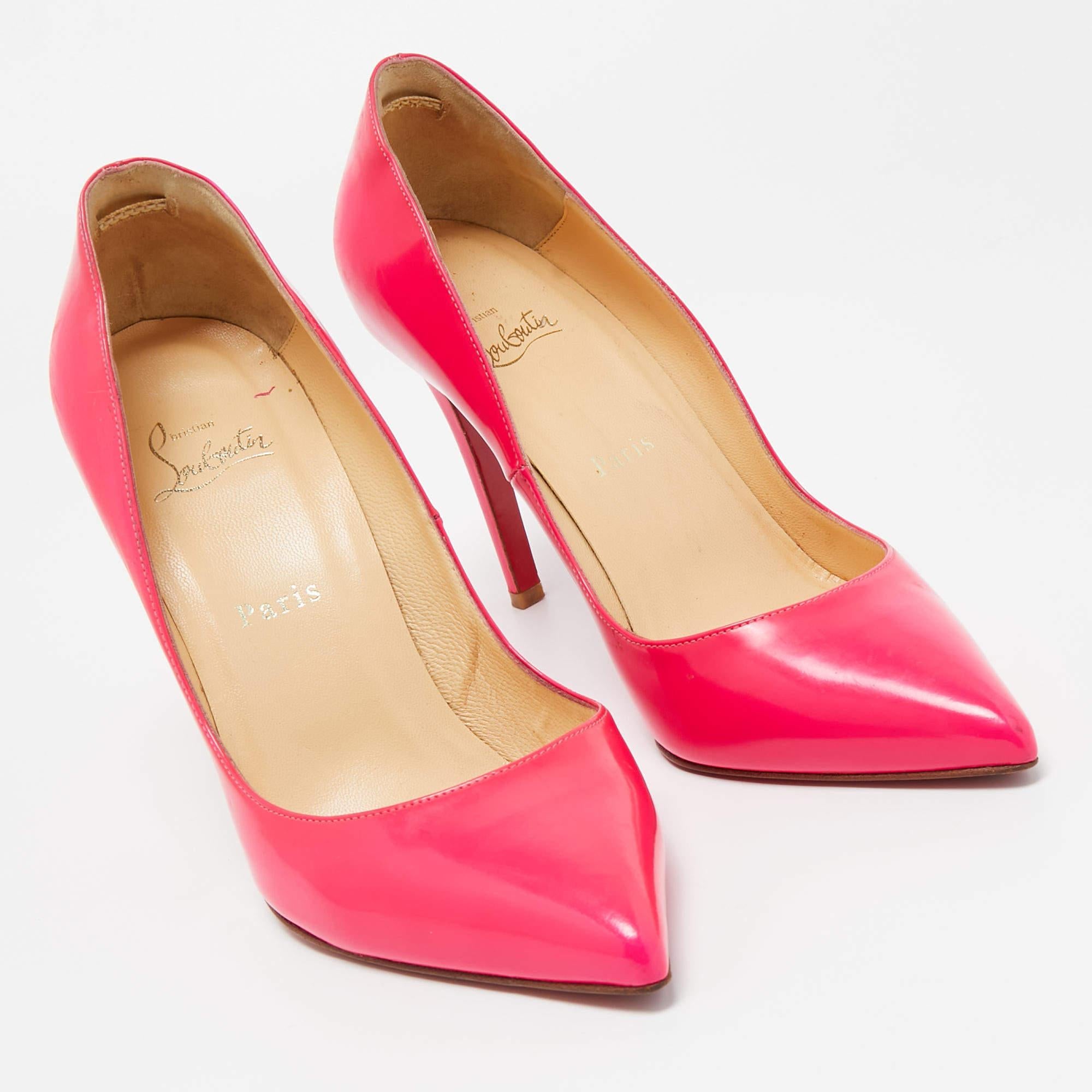 Women's Christian Louboutin Pink Leather So Kate Pointed Toe Pumps Size 38.5 For Sale