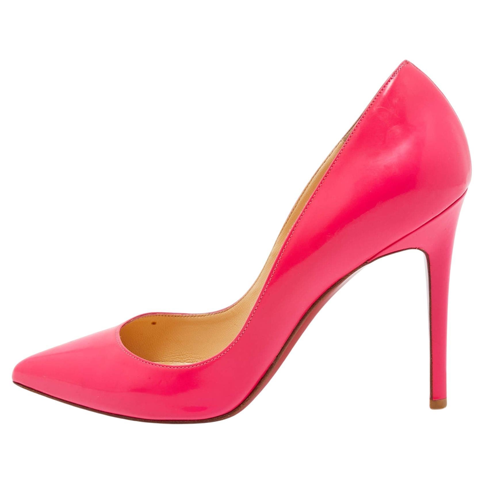 Christian Louboutin Pink Leather So Kate Pointed Toe Pumps Size 38.5 For Sale