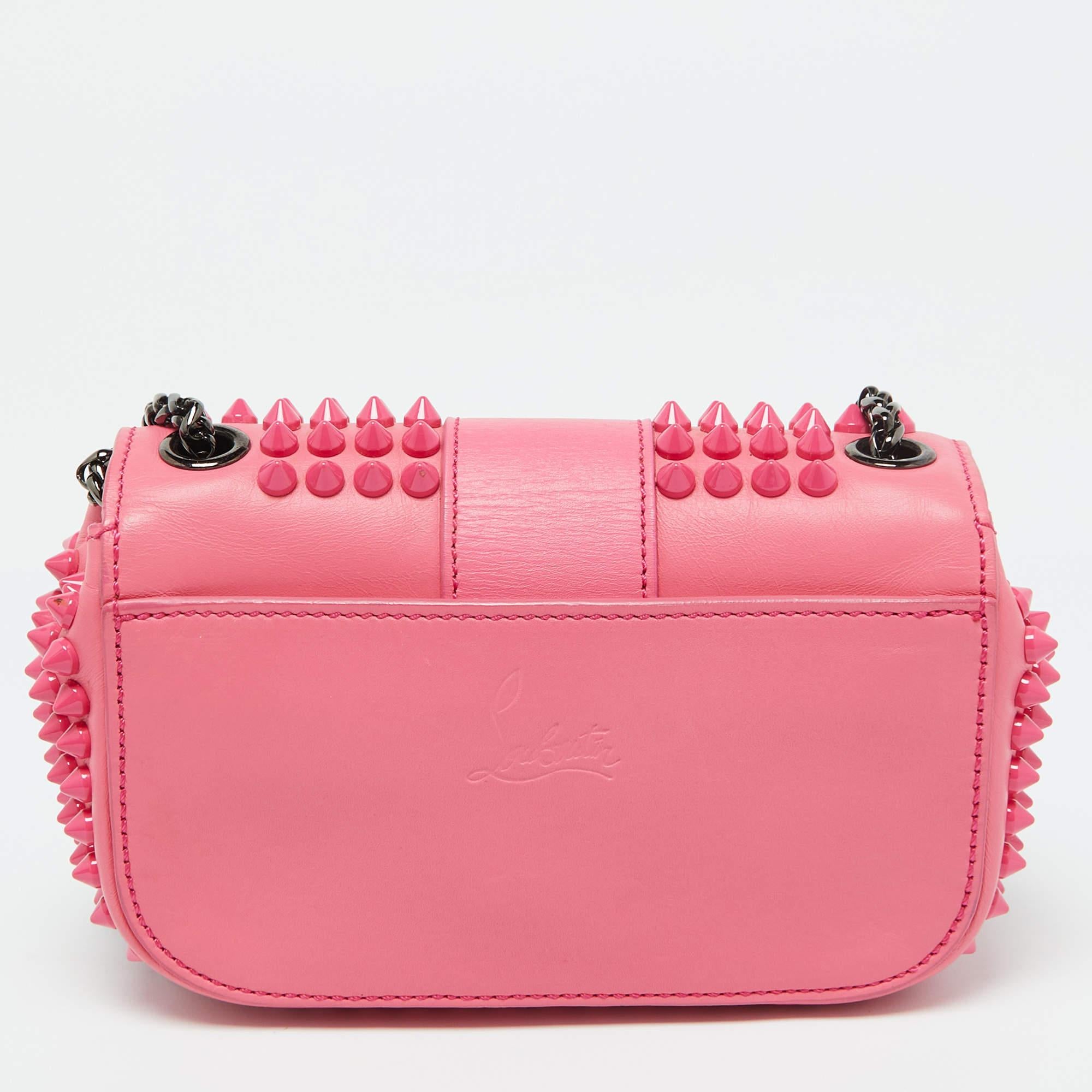 Women's Christian Louboutin Pink Leather Sweet Charity Crossbody Bag