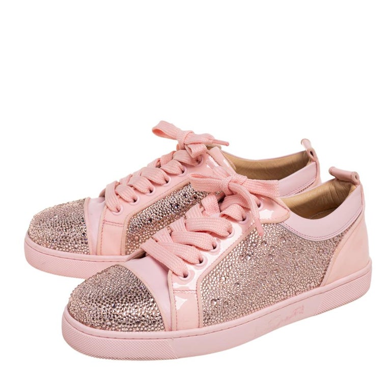 Christian Louboutin Pink Leather Vieira Strass Orlato Low-Top